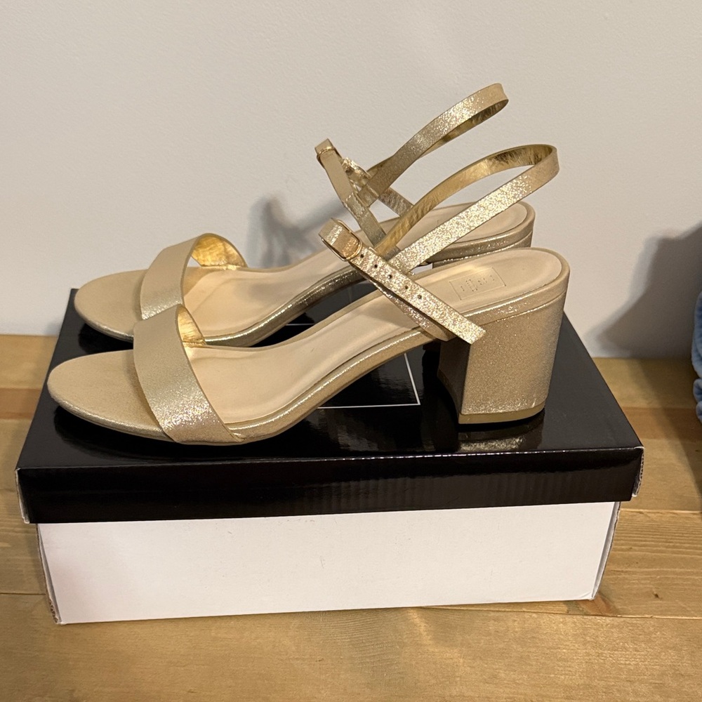 Gold Block Heel Sandals
